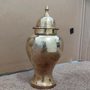 9" (inch) Vintage Solid Brass Medium Urn w/ Lid - Picture 1 of 9
