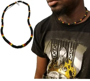 Men Women Surfer Choker Necklace Natural Smooth bracelet anklet wood beads 17" - Picture 1 of 3