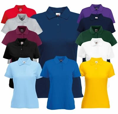 Fruit of the Loom Lady Fit Pique Poloshirt Classic Easy Care T Longer Length TOP - Image 1 of 4