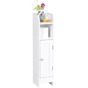 Small Bathroom Storage Corner Floor Cabinet Toilet Paper Storage w/Door, Shelves - Picture 1 of 11