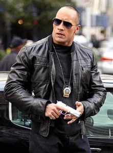 Dwayne Johnson Leather Jacket - Men's Flight/Bomber Biker Pure Lambskin Leather - Picture 1 of 11