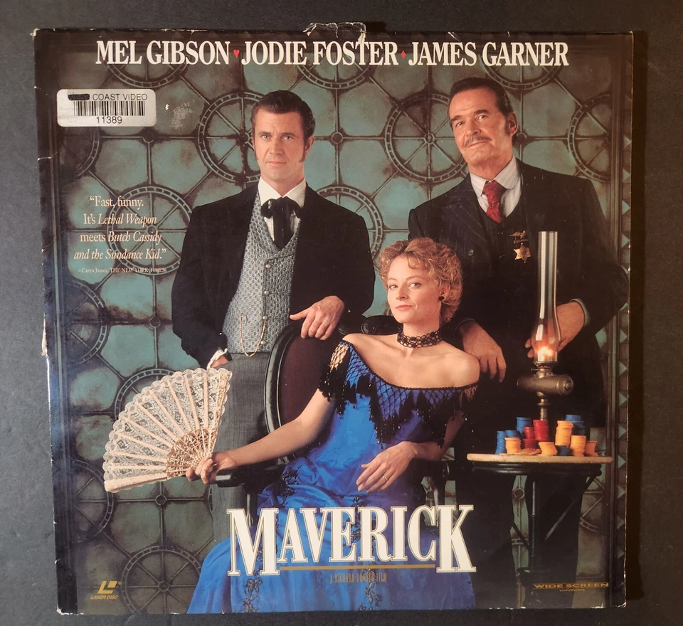 MAVERICK LASERDISC 1994 WIDESCREEN DOUBLE DISC MEL GIBSON, JODIE FOSTER EXP FN - Image 1 of 4