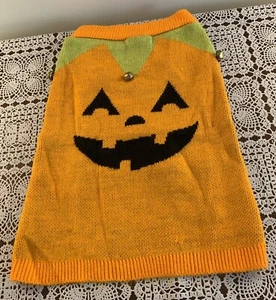 Pet Supplies Plus Halloween Pumpkin Design Dog Sweater Jingle Bells Orange Large - Picture 1 of 4