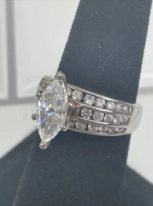 Vintage Sterling Silver 925 Signed Big Zirconium Women's Ring Size 6.75 Jewelry - Picture 1 of 16