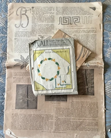 Antique Edwardian Standard Embroideries Catalog + McCall Calla Lily Pattern 1798 Cover