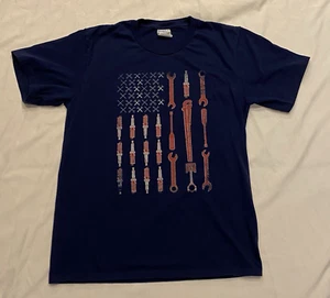 Youth Size Large Mechanic Tool American Flag USA T-Shirt - Picture 1 of 5