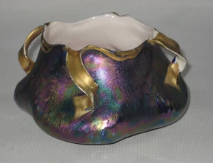 Art Nouveau Iridescent Pottery Vase Marked Carlsbad, Austria – Heliosine Style - Picture 1 of 24