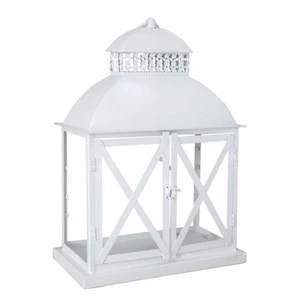 1b-Ware: Laterne MAYFIELD weiß aus Metall schmale Metalllaterne H50cm Windlicht - Bild 1 von 3