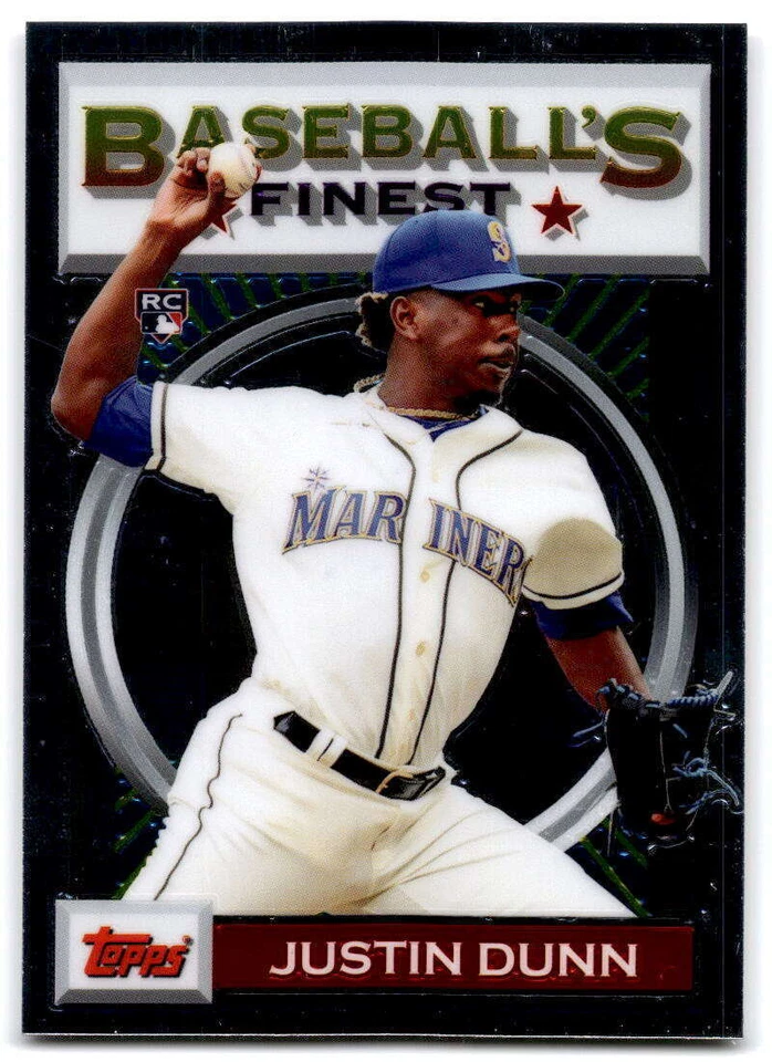 2020 Topps Finest Flashbacks #140 Justin Dunn  RC Rookie Seattle Mariners - Image 1 of 2