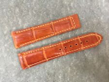 21mm/18mm Genuine Crocodile Leather Watch Strap Deployment Band -Cognac