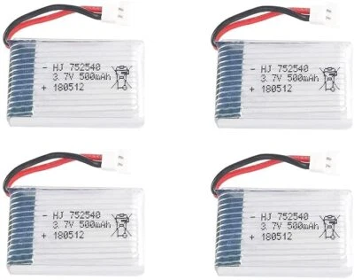 Set di 4 batterie LiPo 3.7V 500mAh per droni RC Syma X5 Cheerson CX-30W - Immagine 1 di 4