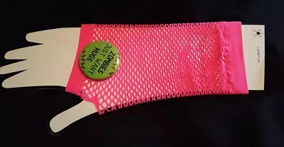 Guantes Largos Sin Dedos Red Neón ROSA Disfraz Fiestas Guantes con PIN GRATIS Foto 1 de 2