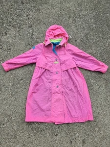 Vintage 80s 90s Rothschild Girls Rain Coat Jacket Neon Hot Pink Yellow Blue 6X - Picture 1 of 11