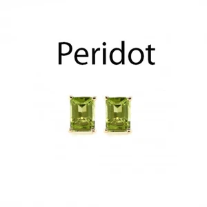 Peridot Emerald Cut 7x5mm, 1.97 Carat Stud Earring In 14k Yellow Gold (53696) - Picture 1 of 4