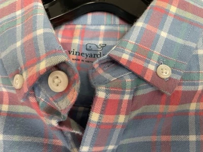 Vineyard Vines Flannel Plaid Shirt Long Sleeve Button Boys Youth Small 8-10 New - Image 1 of 3