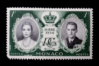 Estampillas de Mónaco Scott 336 Princesa Gracia y Príncipe Rainiero 1Fr 1956 Como Nuevas OGLH Foto 1 de 2