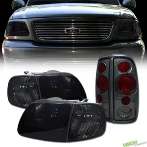 Smoke Headlights+Parking Corner Lamps W/Altezza Tail Lights V2 K2 For 97-03 F150 - Picture 1 of 2