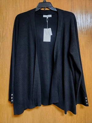 Black Open Front Cardigan Sweater. NWT. 3X. By Verve Ami. - Image 1 of 4