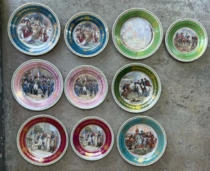12 Portionen Stil Porzellan vergoldet Napoleon 9,5" & 8,25" Bildteller 1870-1900 - Bild 1 von 20