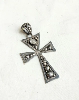 BA Suarti Sterling Silver Cross Pendant Necklace Moonstone .925 Bali Indonesia - Image 1 of 4