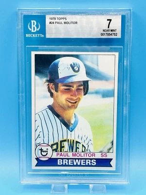 Paul Molitor BGS 1979 Topps #24 7 casi nuevo Cerveceros Salón de la fama Foto 1 de 2