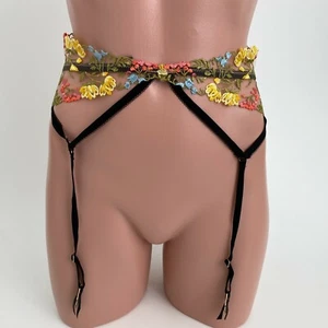 Victoria Secret Dream Angels Floral Embroidered Garter Belt Multicolor XS/S NWT - Picture 1 of 9