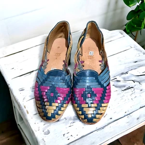 Sandalias para mujer hechas a mano huaraches mexicanos coloridos hilos de cuero suave - Imagen 1 de 16