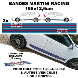 2x Martini Streifen Volkswagen Golf GTI Sticker Aufkleber RACING UNIVERSAL - Bild 1 von 2