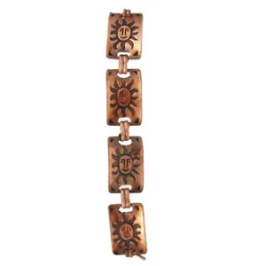 Vintage Kupfer Armband gestempelt lächelnde Sonne Glied Stamm Südwesten Ureinwohner 7,5" - Bild 1 von 6