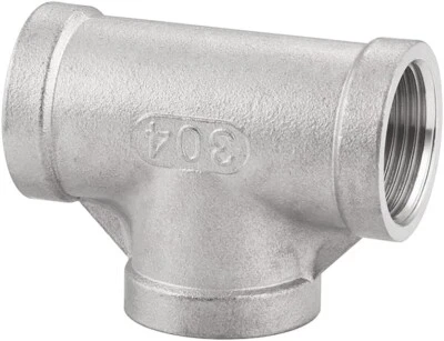 1/2 NPT Female Thread Class 150 Stainless Steel 304 Pipe Fitting Tee - Image 1 of 4