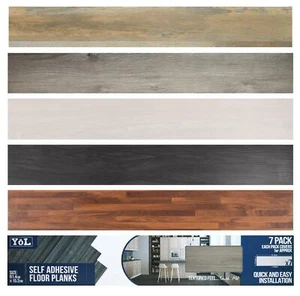 Floor Planks Tiles Self Adhesive Wood Effect Vinyl Flooring Kitchen Bathroom - Picture 1 of 41