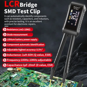 Digital Tweezer LCR SMD ESR Tester Resistance Capacitance Inductance Diode Tool - Bild 1 von 20
