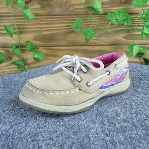 SPERRY Girls Boat Shoe Intrepid Sz T 8.5 Medium Brown Leather Lace Up  - Picture 1 of 6