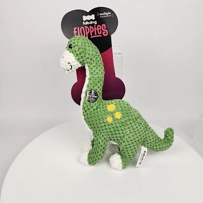Juguete de peluche Fabdog Floppies para perros - Brontosaurus pequeño | Juguete para mascotas chirriante y duradero Foto 1 de 4