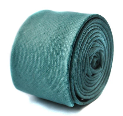 Corbata de lino de diseñador Frederick Thomas para hombre - verde mar azul - ajustada texturizada Foto 1 de 3