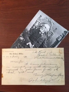 WHITELAW REID HANDWRITTEN LTR. SIGNED U.S. V.P. NOMINEE, H. GREELEY, POLITICAL - Picture 1 of 1