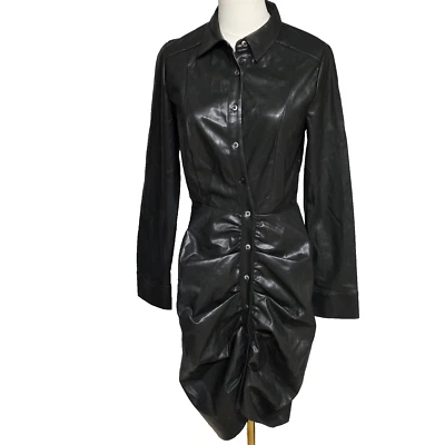 Vestido Current Air Cuero Talla Pequeña Midi Anthropologie Mujer Verde Abotonado Foto 1 de 4