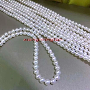 Collana di perle bianche AAAA rotonda vera 18"10-11mm NATURALE mare del sud ORO 14K - Foto 1 di 7