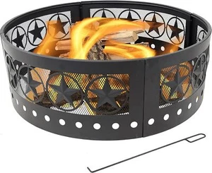 36-Inch Round Steel Fire Ring 0.91mm Thick Heavy-Duty Camping Backyard 12"H - Picture 1 of 7