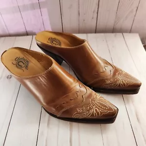 Lucchese Charlie Horse Women's Mules 10B Western Brown Leather - Picture 1 of 12