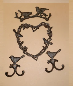 Birdwatcher Mothers Day Gift Lovebirds Bluebirds Wall Decor, Wall Hooks Set - 4 - Picture 1 of 8