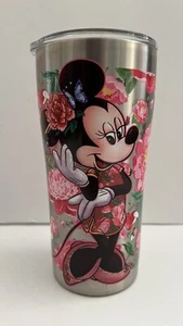 NEW Disney Minnie Mouse Tervis Tumbler 20oz Stainless Pink Floral w Lid - Picture 1 of 8