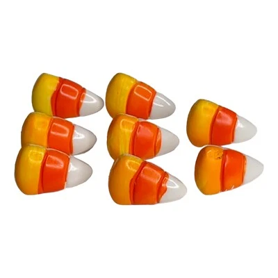 Lot 8 Vintage Halloween Candy Corn Shank Buttons Sewing Crafting 13mm x 8mm - Image 1 of 4