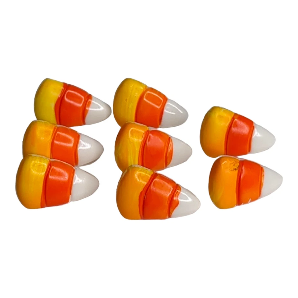 Lot 8 Vintage Halloween Candy Corn Shank Buttons Sewing Crafting 13mm x 8mm - Image 1 of 4