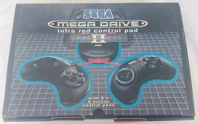 SEGA MEGA DRIVE WIRELESS INFRA ~ RED 6 BUTTON CONTROLLER GAME PAD CONTROLLER SET - Image 1 of 4
