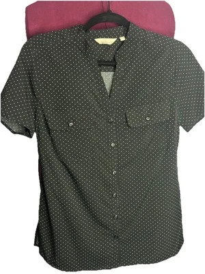 Camisa Ligera Coral Bay Lunares Negra Talla Pequeña Abotonada Doble Piquete Foto 1 de 4