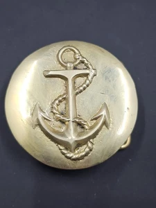 Vintage runde maritime Anker geprägt Messing Ton Gürtelschnalle, #1 - Bild 1 von 6