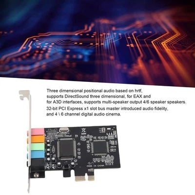 Pcie 5.1 Channel Sound Card 6 Channel Card Cmi8738 Chip With Cd Access AM - Image 1 of 4