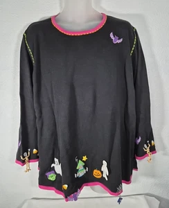 Quacker Factory Halloween Black Pullover Sweater NWT Size 3X - Picture 1 of 12