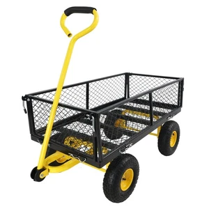 Outdoor Utility Wagon Cart Wheels Heavy Duty Wheelbarrow Yard Lawn Trolley Farm - Picture 1 of 11